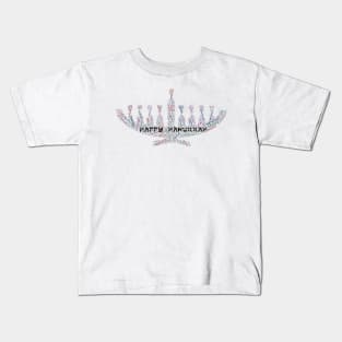 Hanukkah Menorah Wordcloud for Lighter Backgrounds Kids T-Shirt